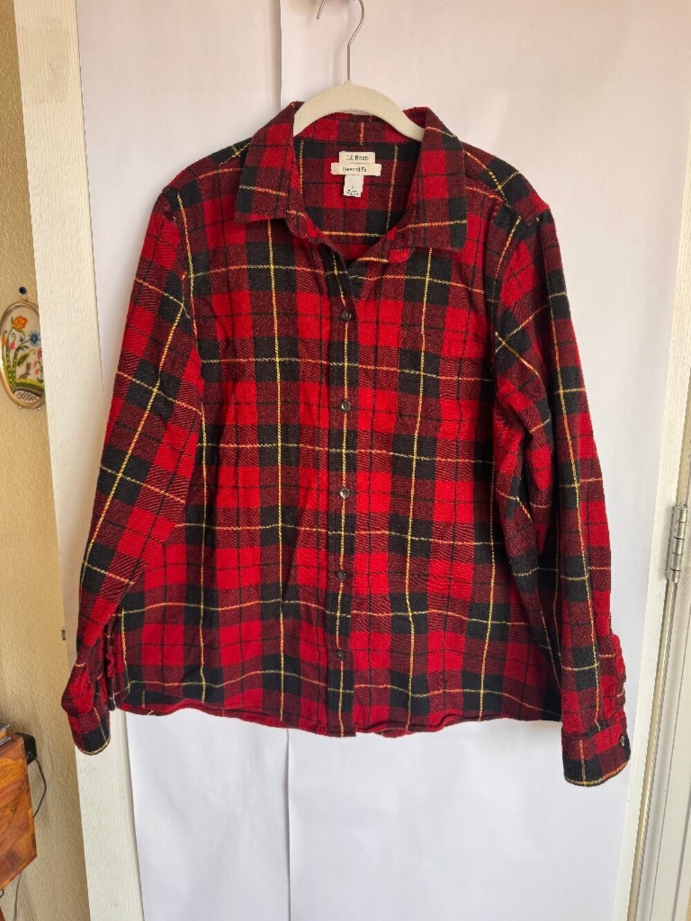 L.L.Bean Scotch Plaid Boyfriend Flannel Shirt Large